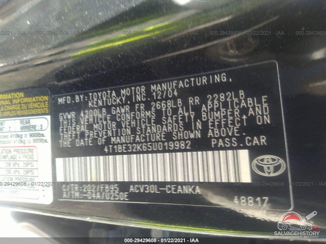 4T1BE32K65U019982 2005 TOYOTA CAMRY photo no. 9