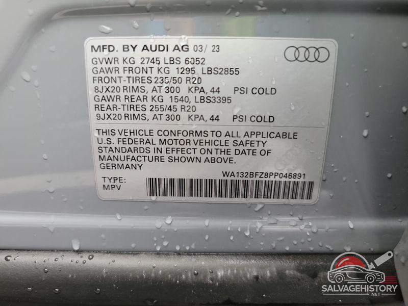 WA132BFZ8PP046891 2023 AUDI Q4 SPORTBACK E-TRON photo no. 8