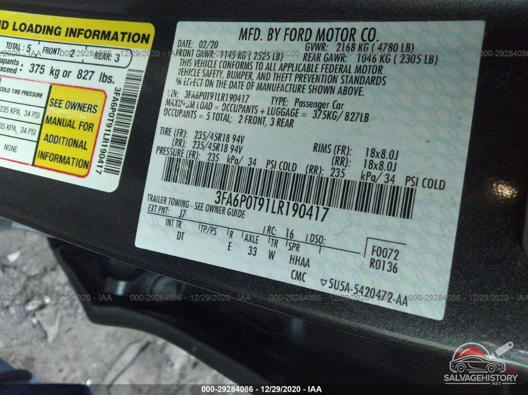 3FA6P0T91LR190417 2020 FORD FUSION photo no. 9