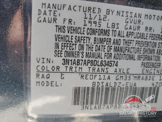 3N1AB7AP8DL634574 2013 NISSAN SENTRA photo no. 14