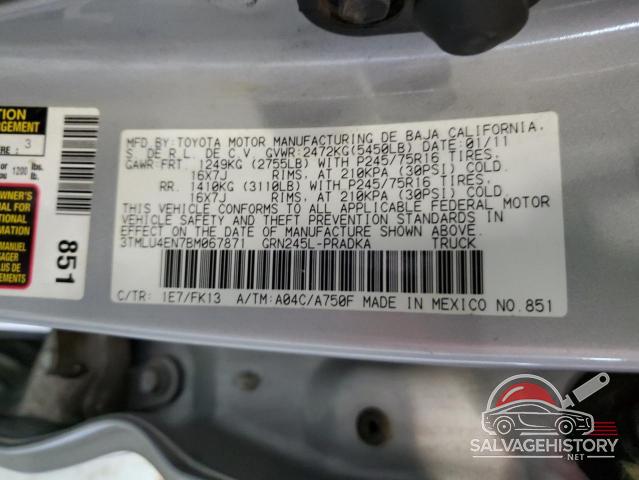 3TMLU4EN7BM067871 2011 TOYOTA TACOMA photo no. 12