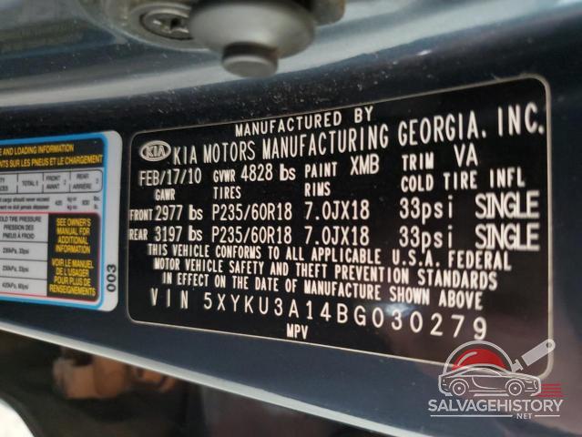 5XYKU3A14BG030279 2011 KIA SORENTO photo no. 12