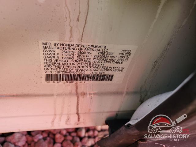 5J8YD9H40NL011039 2022 ACURA MDX photo no. 12