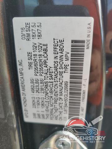 5J8TB4H50GL029989 2016 ACURA RDX photo no. 14