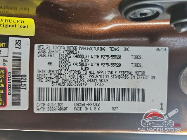 5TFAW5F10EX399149 2014 TOYOTA TUNDRA photo no. 10
