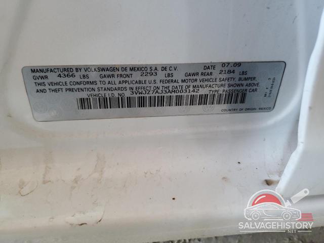 3VWJZ7AJ3AM003142 2010 VOLKSWAGEN JETTA photo no. 12