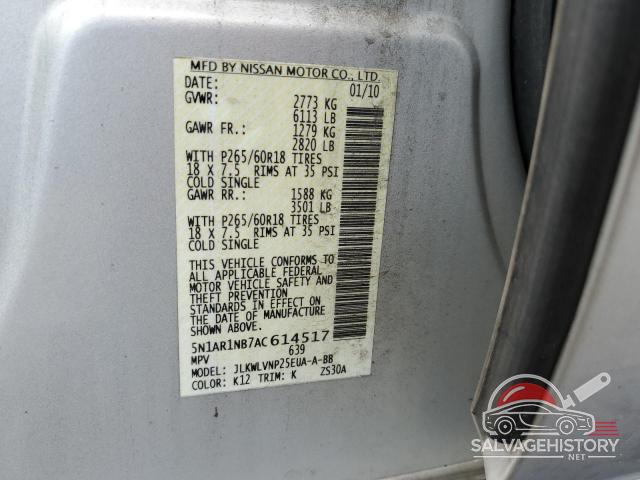 5N1AR1NB7AC614517 2010 NISSAN PATHFINDER photo no. 14