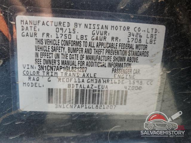 3N1CN7AP1GL821207 2016 NISSAN VERSA photo no. 12