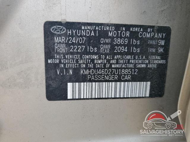 KMHDU46D27U188512 2007 HYUNDAI ELANTRA photo no. 12