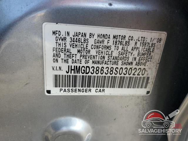 JHMGD38638S030220 2008 HONDA FIT photo no. 12