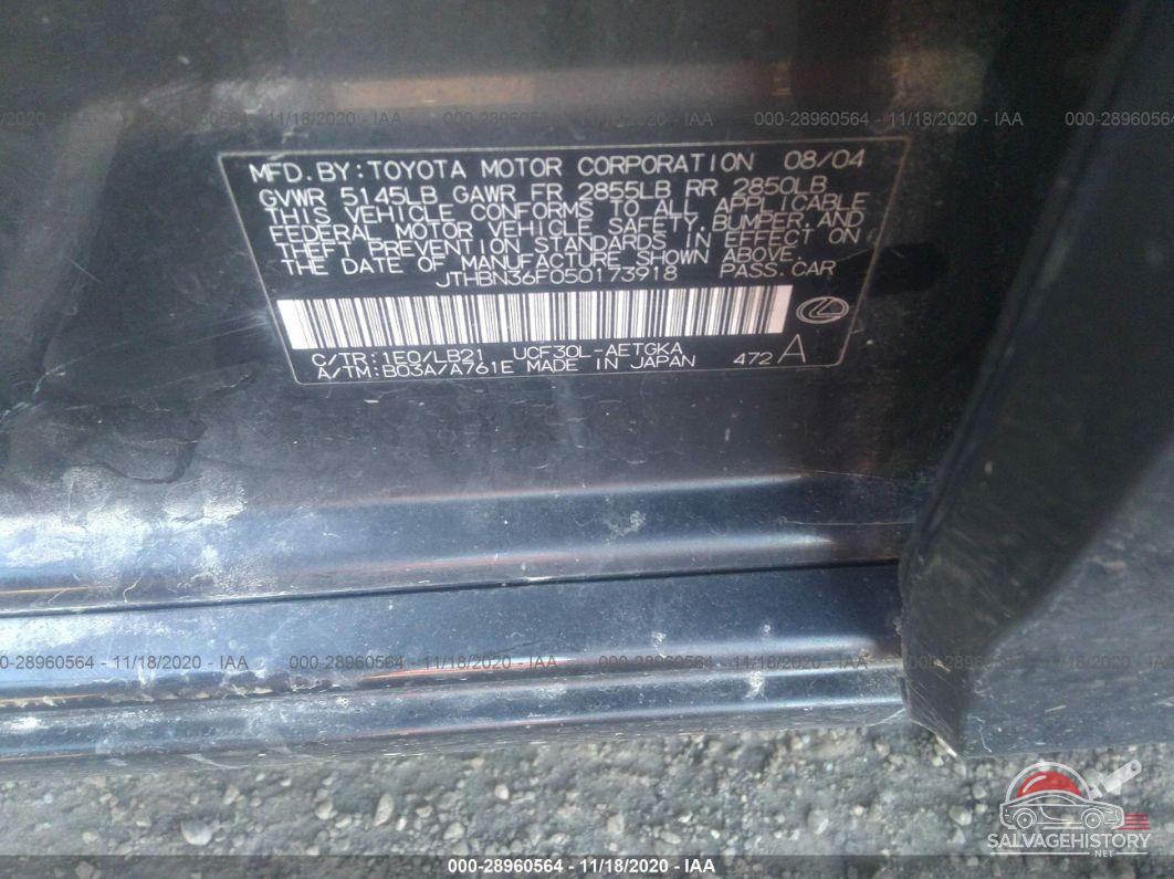 JTHBN36F050173918 2005 LEXUS LS 430 photo no. 9