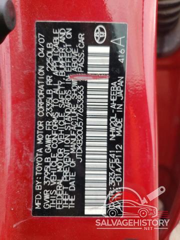 JTDKB20U577653863 2007 TOYOTA PRIUS photo no. 12