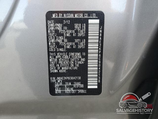 JN8AE2KP6C9042138 2012 NISSAN QUEST photo no. 14