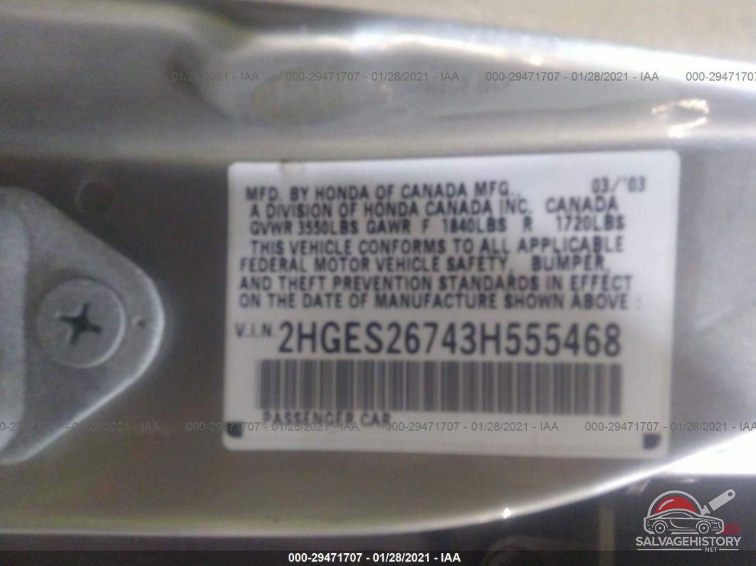 2HGES26743H555468 2003 HONDA CIVIC photo no. 9