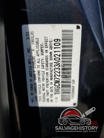 1HGCM72233A021109 2003 HONDA ACCORD photo no. 12