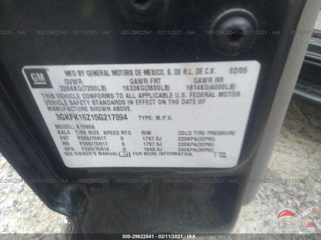3GKFK16Z15G217094 2005 GMC YUKON XL photo no. 9
