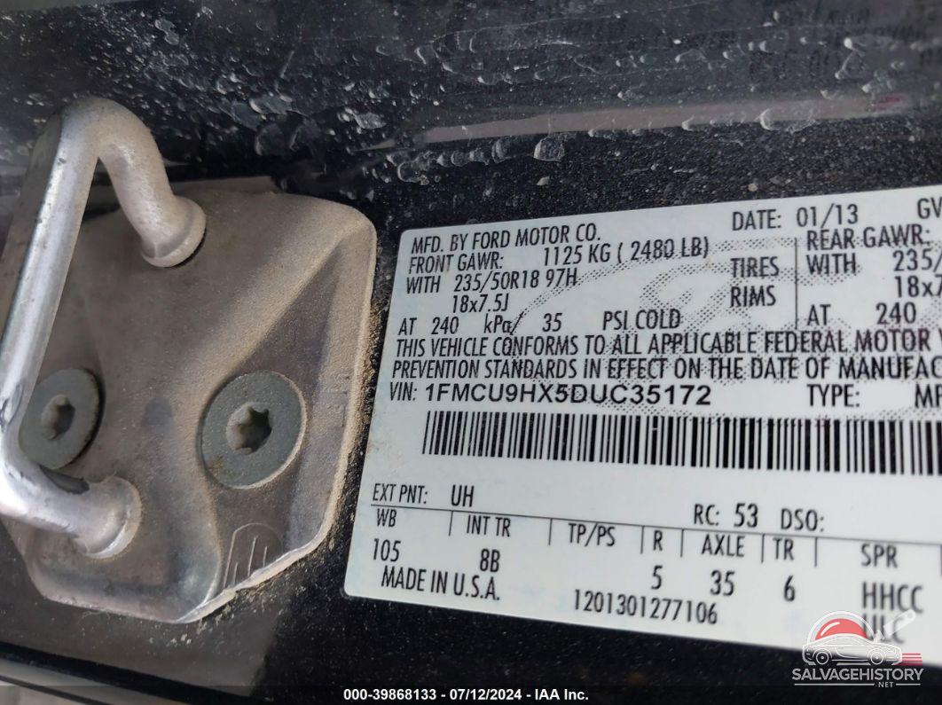 1FMCU9HX5DUC35172 2013 FORD ESCAPE photo no. 9