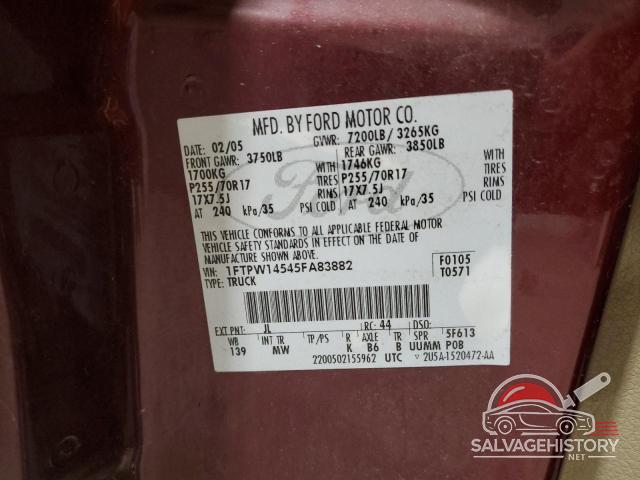 1FTPW14545FA83882 2005 FORD F-150 photo no. 12