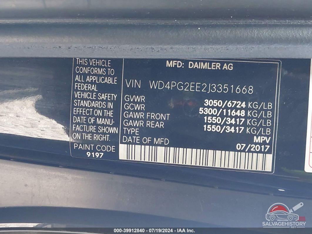 WD4PG2EE2J3351668 2018 MERCEDES-BENZ METRIS photo no. 9