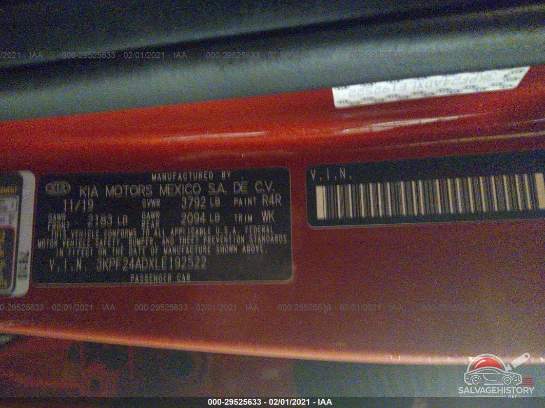 3KPF24ADXLE192522 2020 KIA FORTE photo no. 9