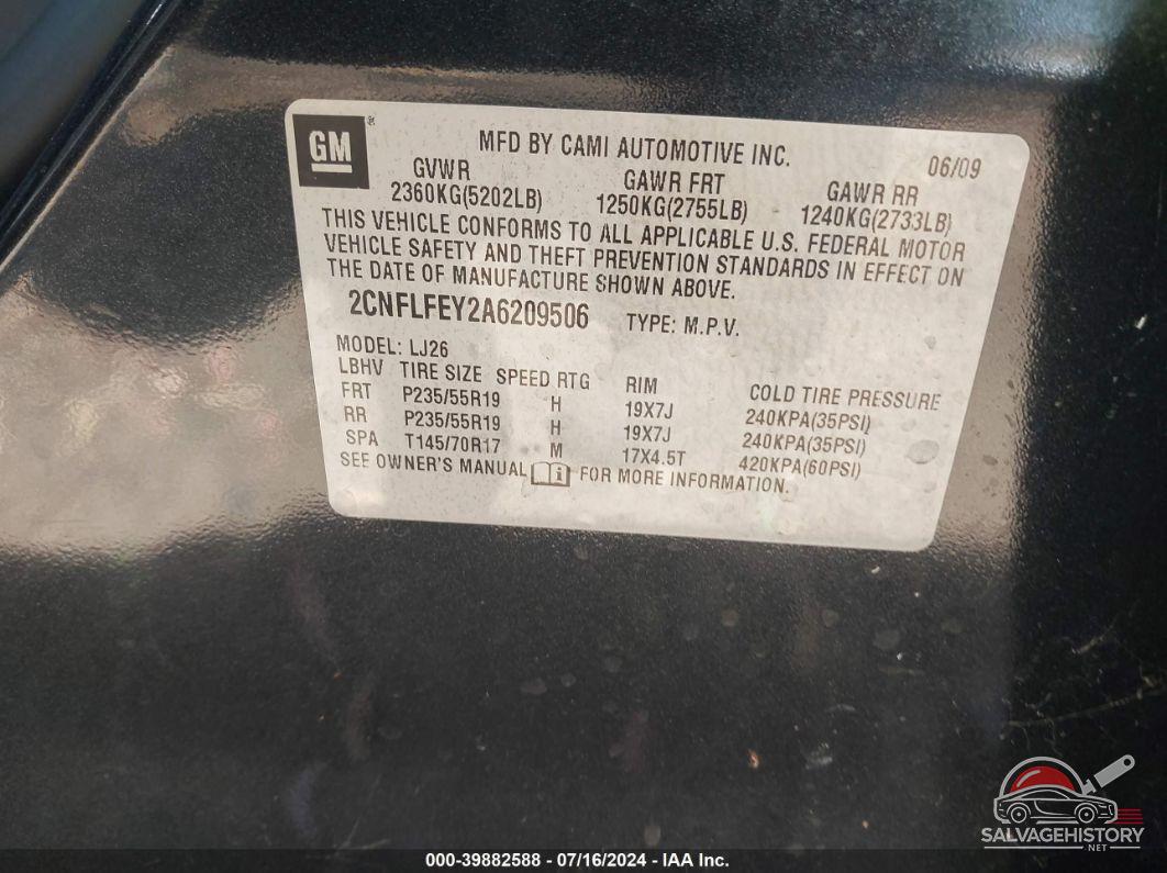 2CNFLFEY2A6209506 2010 CHEVROLET EQUINOX photo no. 9