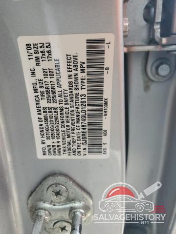 5J6RE48749L012613 2009 HONDA CRV photo no. 13