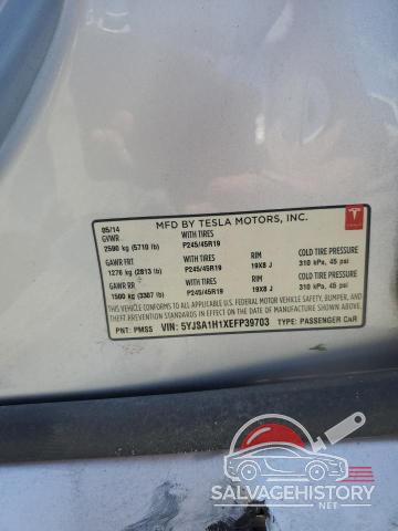 5YJSA1H1XEFP39703 2014 TESLA MODEL S photo no. 12