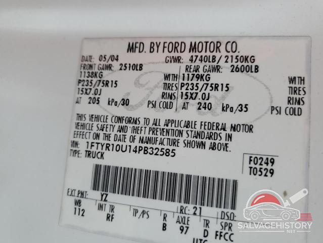 1FTYR10U14PB32585 2004 FORD RANGER photo no. 12