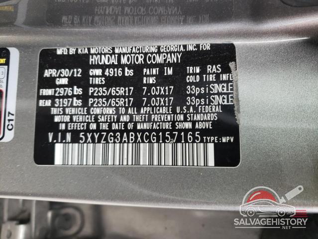 5XYZG3ABXCG157165 2012 HYUNDAI SANTA FE photo no. 13