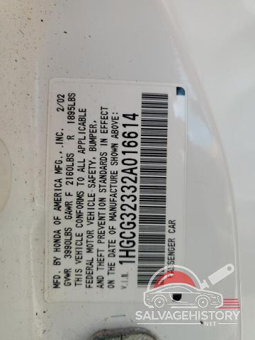 1HGCG32332A016614 2002 HONDA ACCORD photo no. 12