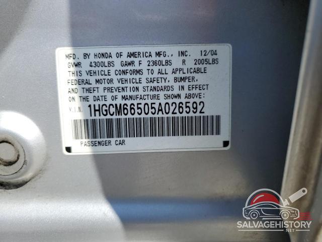 1HGCM66505A026592 2005 HONDA ACCORD photo no. 12