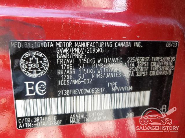 2T3BFREV0DW065917 2013 TOYOTA RAV4 photo no. 13