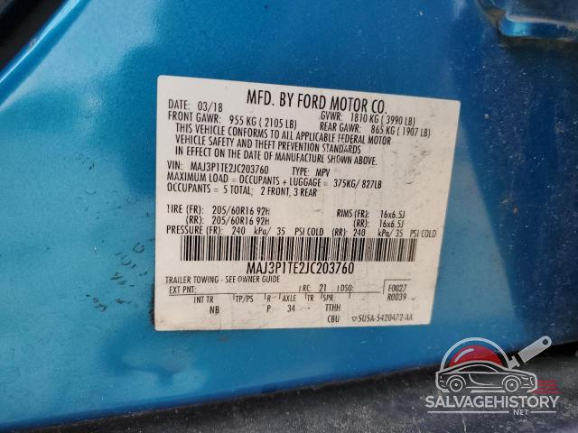 MAJ3P1TE2JC203760 2018 FORD ECOSPORT photo no. 12