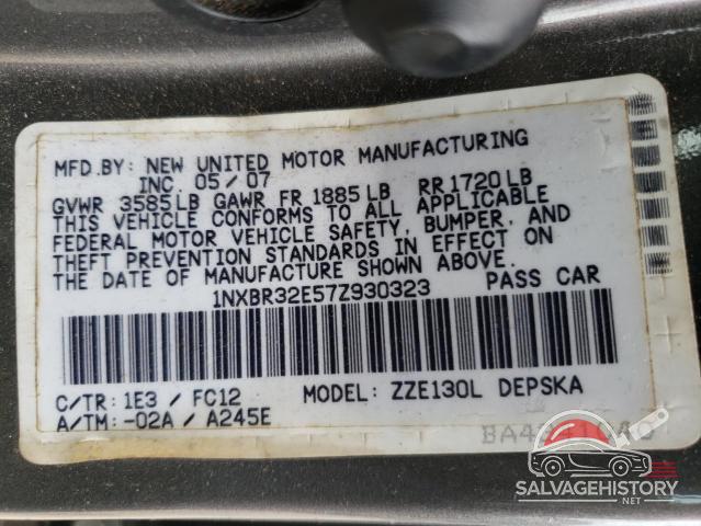 1NXBR32E57Z930323 2007 TOYOTA COROLLA photo no. 12