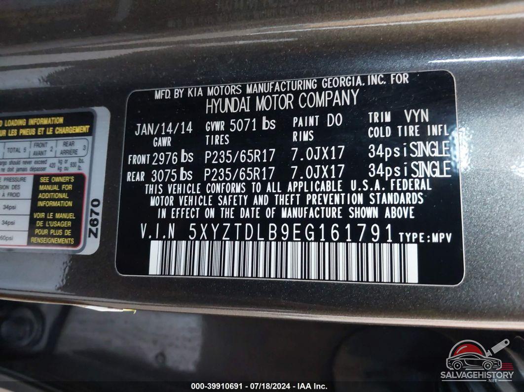 5XYZTDLB9EG161791 2014 HYUNDAI SANTA FE SPORT photo no. 9