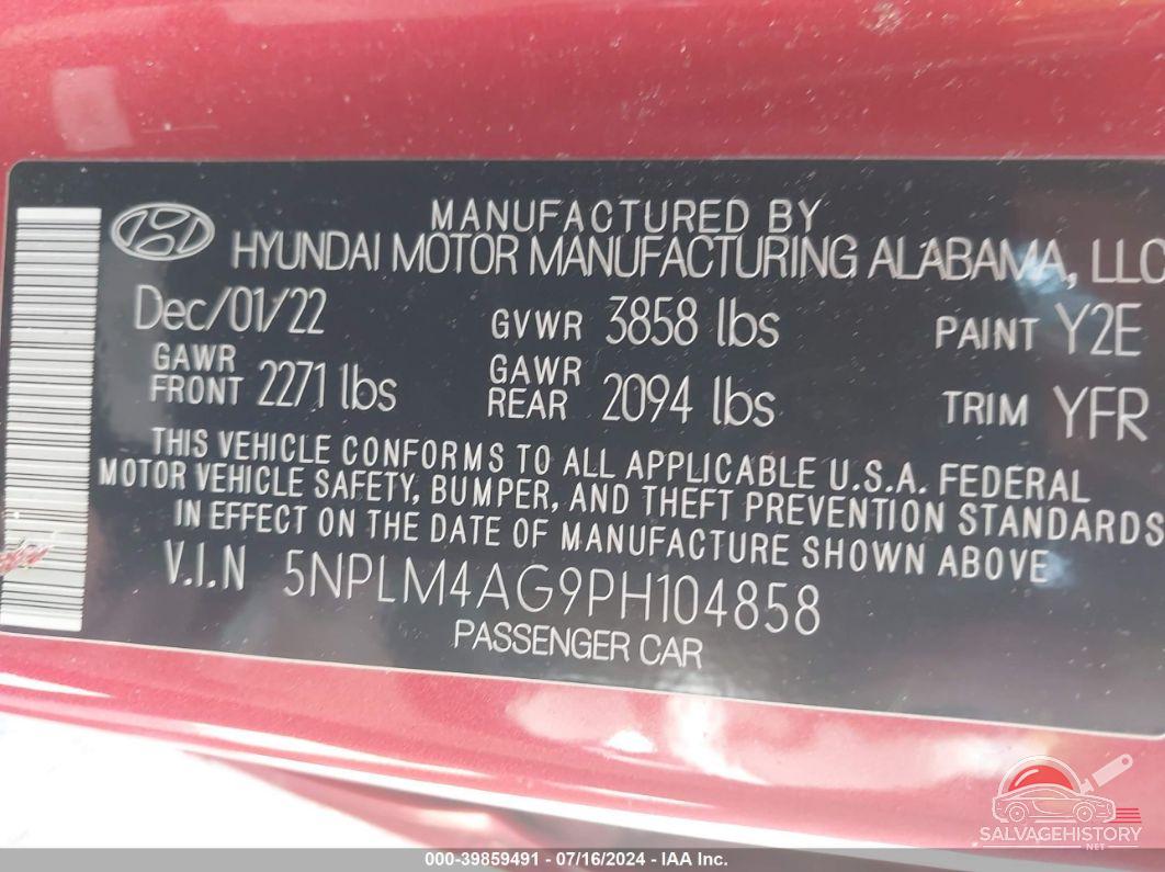 5NPLM4AG9PH104858 2023 HYUNDAI ELANTRA photo no. 9