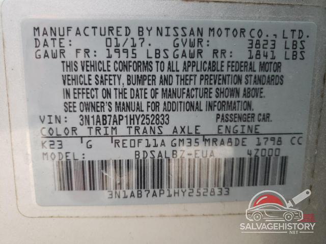 3N1AB7AP1HY252833 2017 NISSAN SENTRA photo no. 13