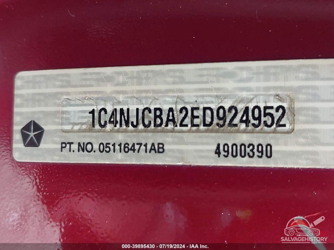 1C4NJCBA2ED924952 2014 JEEP COMPASS photo no. 9