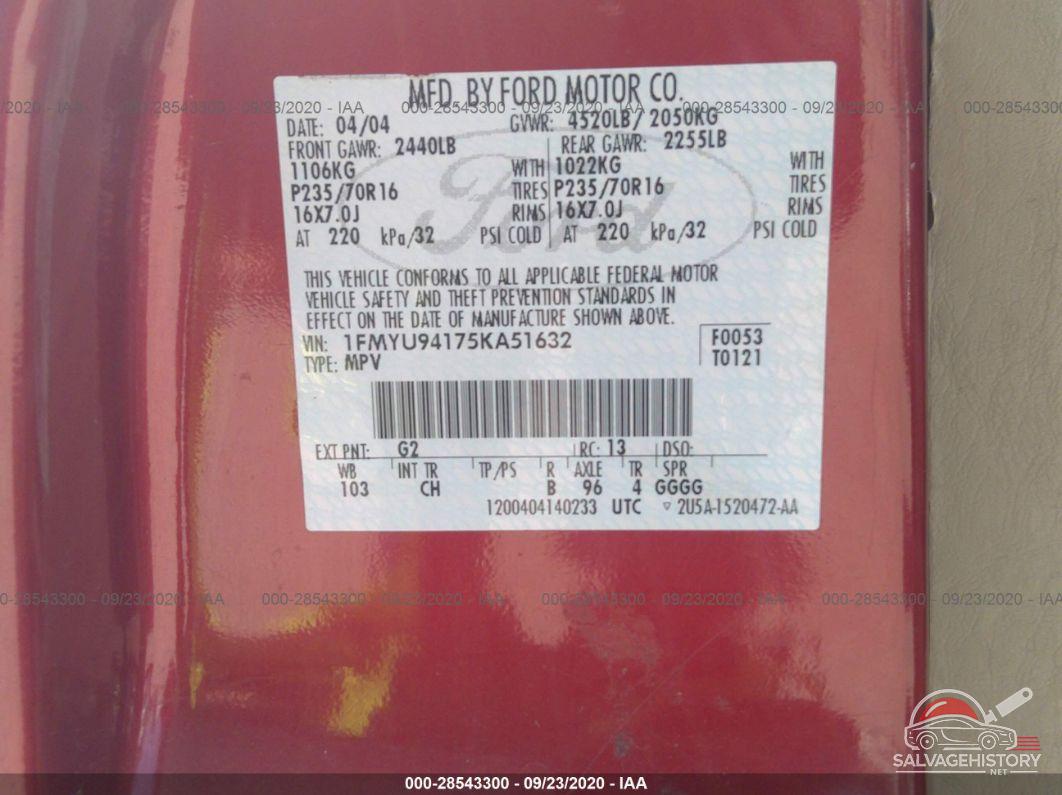 1FMYU94175KA51632 2005 FORD ESCAPE photo no. 9