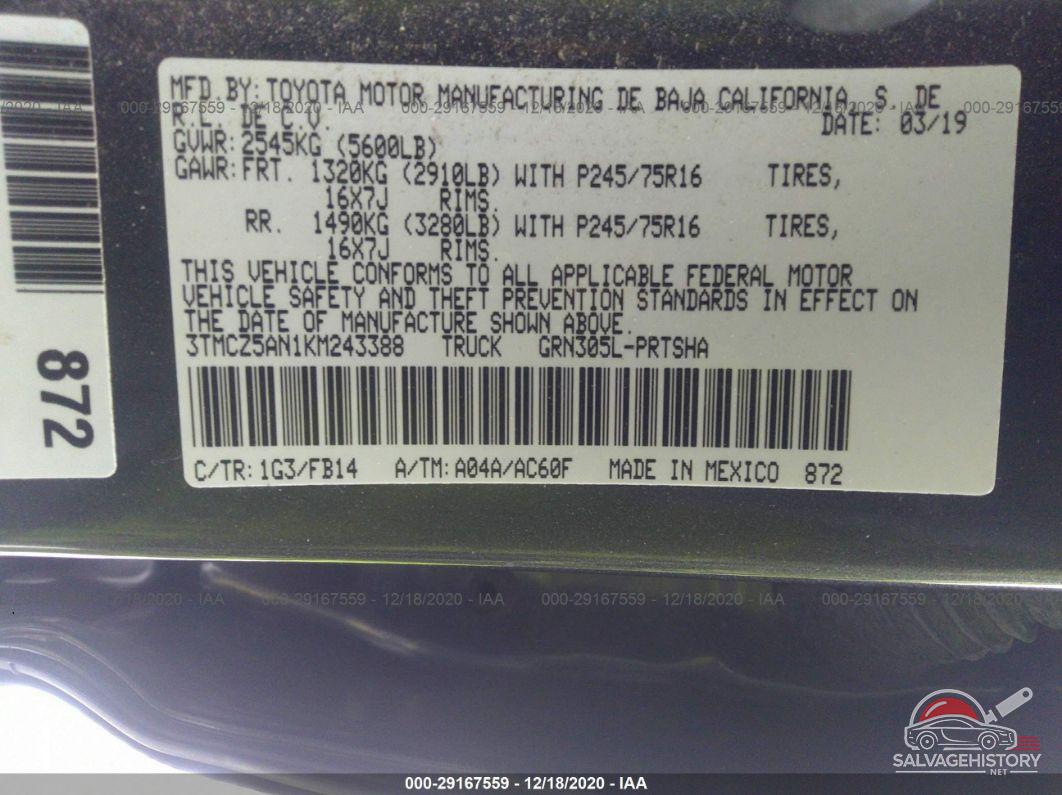 3TMCZ5AN1KM243388 2019 TOYOTA TACOMA 4WD photo no. 9