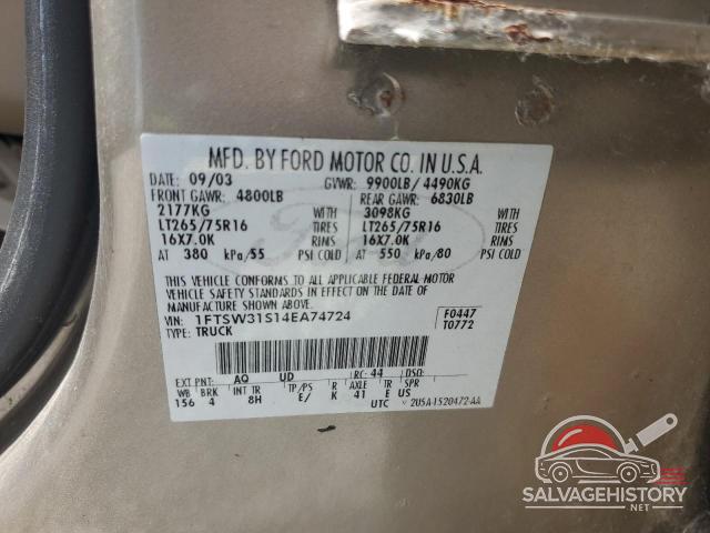 1FTSW31S14EA74724 2004 FORD F350 photo no. 12