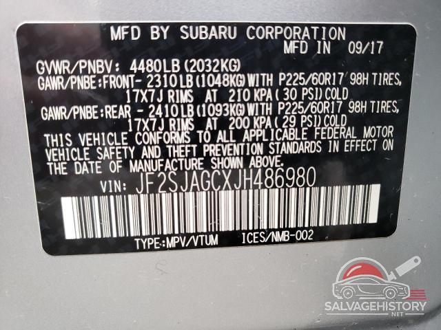 JF2SJAGCXJH486980 2018 SUBARU FORESTER photo no. 14