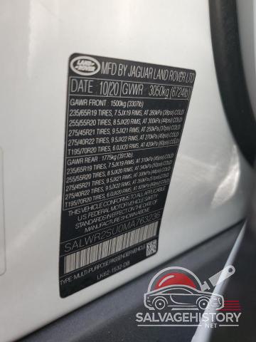 SALWR2SU0MA763236 2021 LAND ROVER RANGEROVER photo no. 12