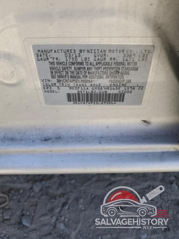 3N1CN7AP5DL893264 2013 NISSAN VERSA photo no. 12