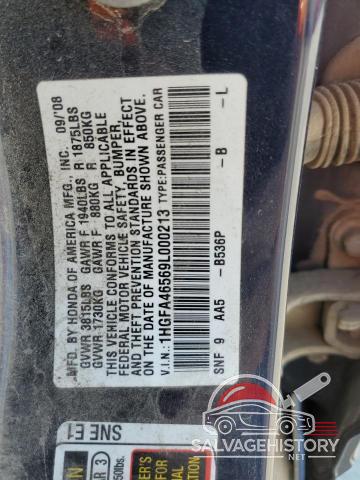 1HGFA46569L000213 2009 HONDA CIVIC photo no. 13