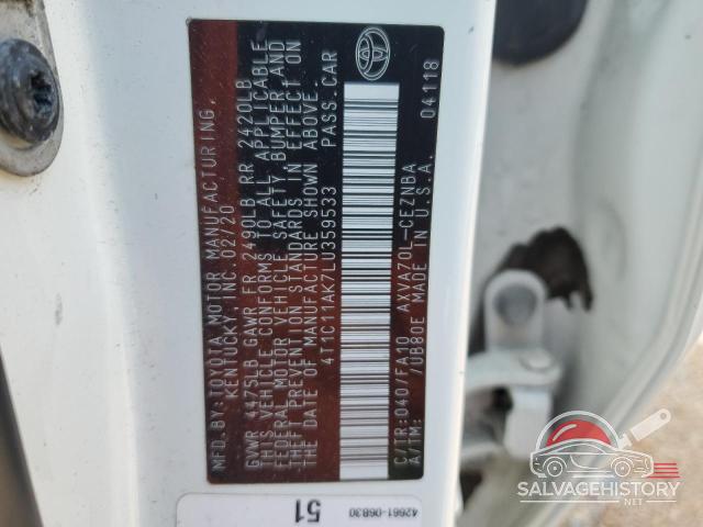4T1C11AK7LU359533 2020 TOYOTA CAMRY photo no. 12