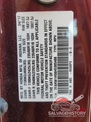 7FARW1H56HE005488 2017 HONDA CRV photo no. 12