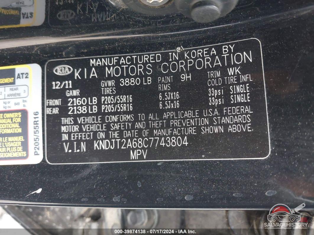 KNDJT2A68C7743804 2012 KIA SOUL photo no. 9