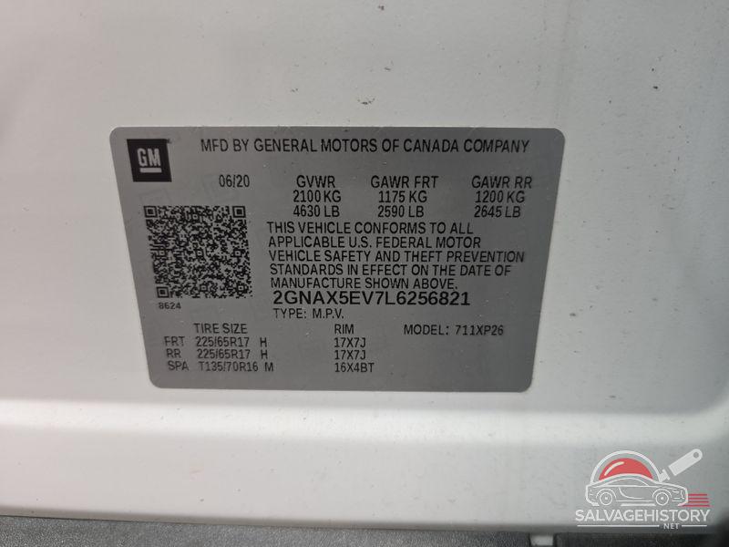 2GNAX5EV7L6256821 2020 CHEVROLET EQUINOX photo no. 2