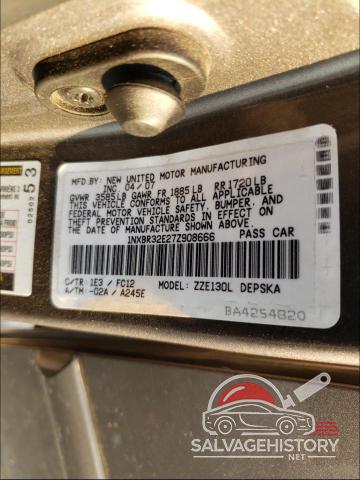 1NXBR32E27Z908666 2007 TOYOTA COROLLA photo no. 10